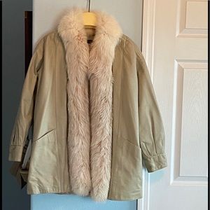 Genuine Ivory Leather & Fox Fur Jacket